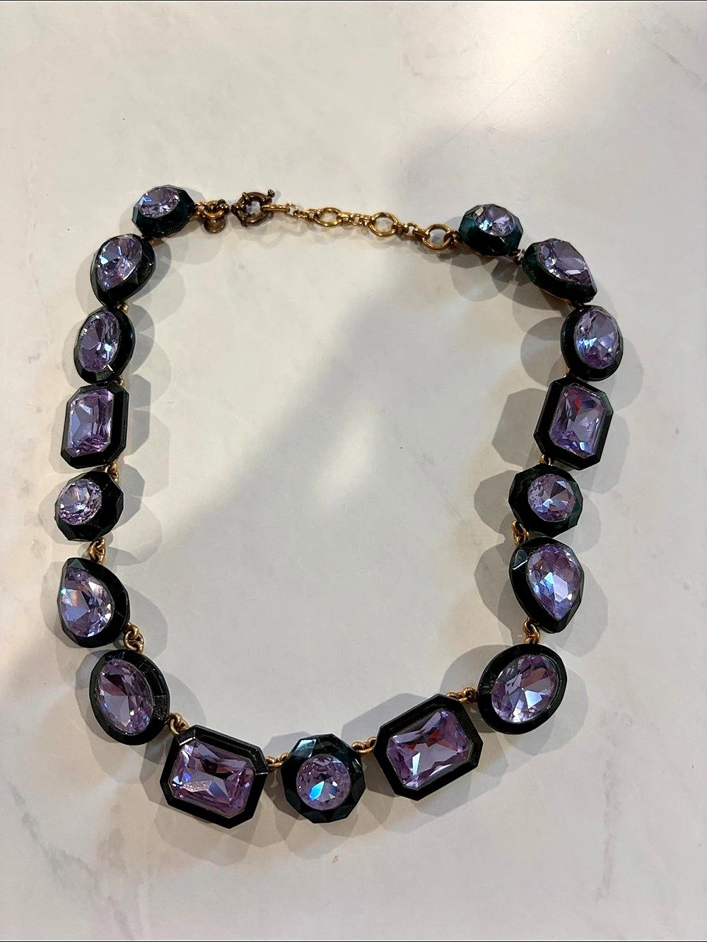 J.Crew Faceted Purple & Green Statement Necklace